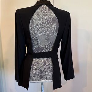 Vintage Y2K Backless Tuxedo Blazer Satin Lapel Open Back Evening Jacket